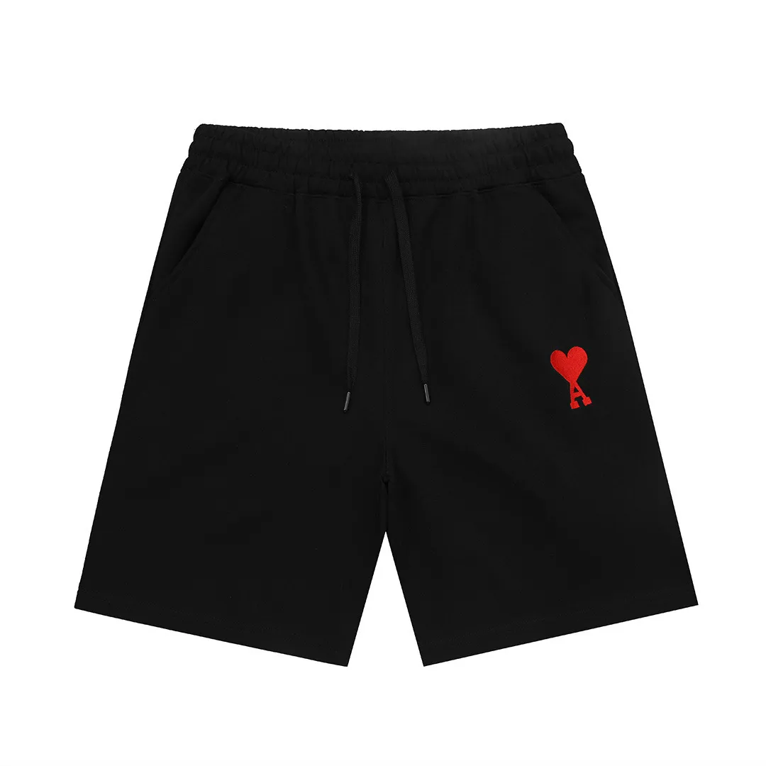 AMI 2026New Arrival Imported machine-embroidered love letter logo, essential for daily commuting for men and women Casual shorts ·Customized milk silk cotton fabric ·Imported machine embroidery technology ·Waist label, hangtag, three wash marks complete Color: Black Sizes: XS S M L